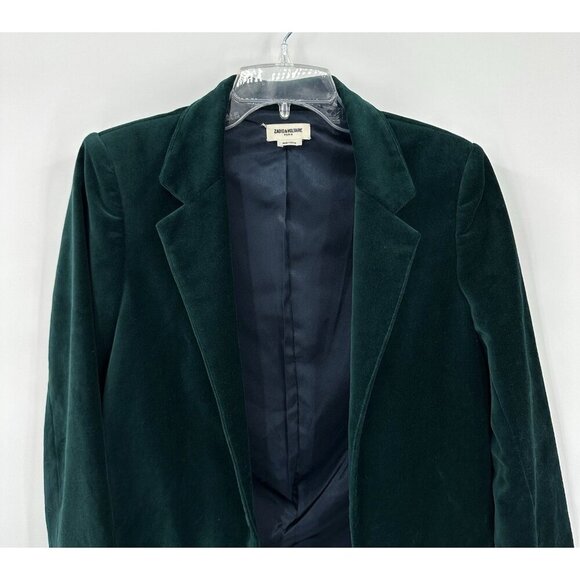 ZADIG & VOLTAIRE volly blazer emerald green velvet open front holiday trendy S - Picture 4 of 9